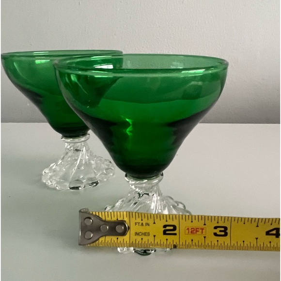 Vintage Anchor Hocking Green Burple Boopie Clear Foot Champagne Sherbet Glass se - Picture 5 of 10